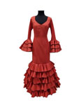Talla 48. Vestido de Sevillanas. Mod. Becquer Rojo Lunar Negro 255.372€ #50329BECQUERRJNG48